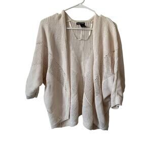 DKNY Crochet Cream Off White Ivory Cardigan Sweater Size Large